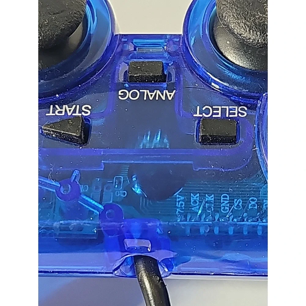 PS2 Wired Replacement Controller Transparent Blue For PlayStation 2 Tested Works